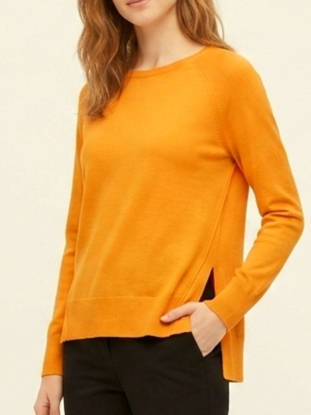 Zara Harvest Gold Fine Knit Split Hem Sweater- Sz. Sm